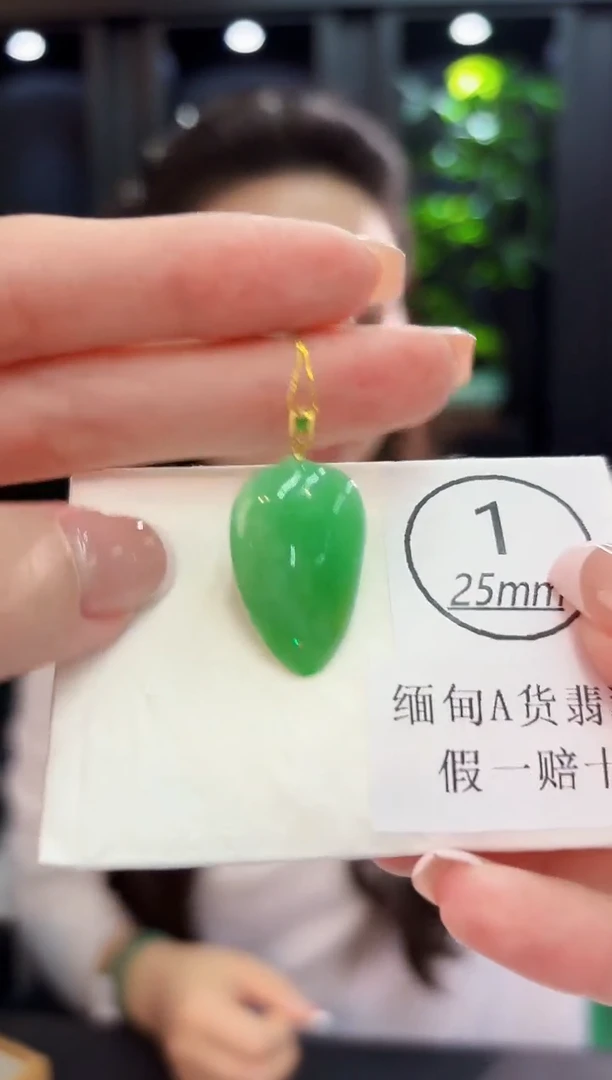 颈饰18K金镶嵌翡翠 缅料A货/支持复检/一件