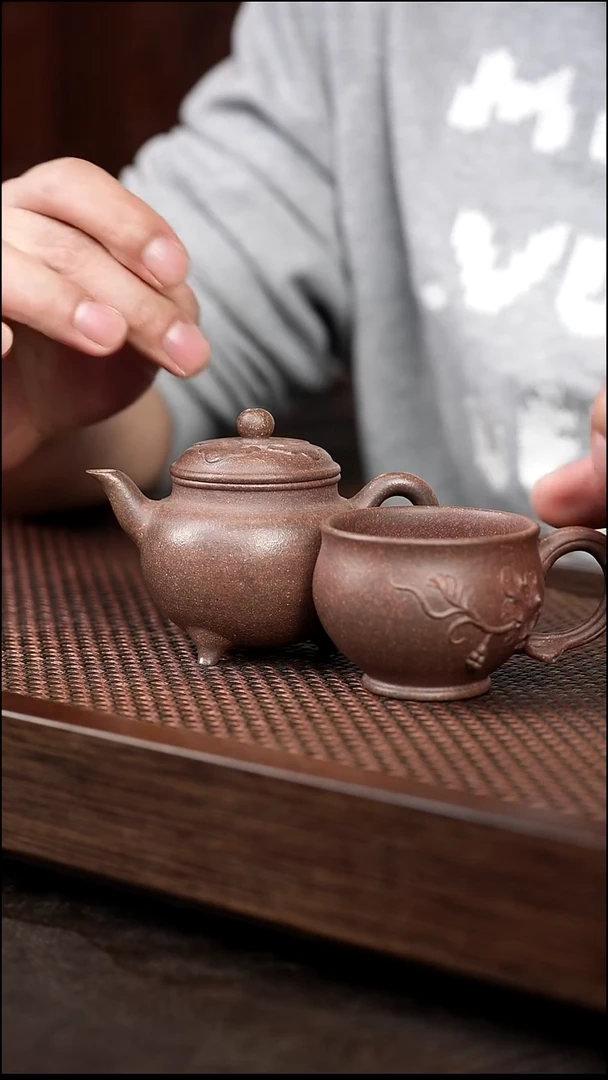 茶壶紫砂岩中泥大彬如意+报春杯