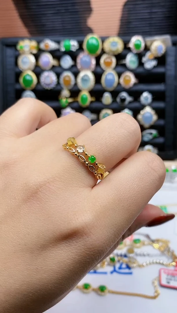 银S925镶嵌戒指翡翠150