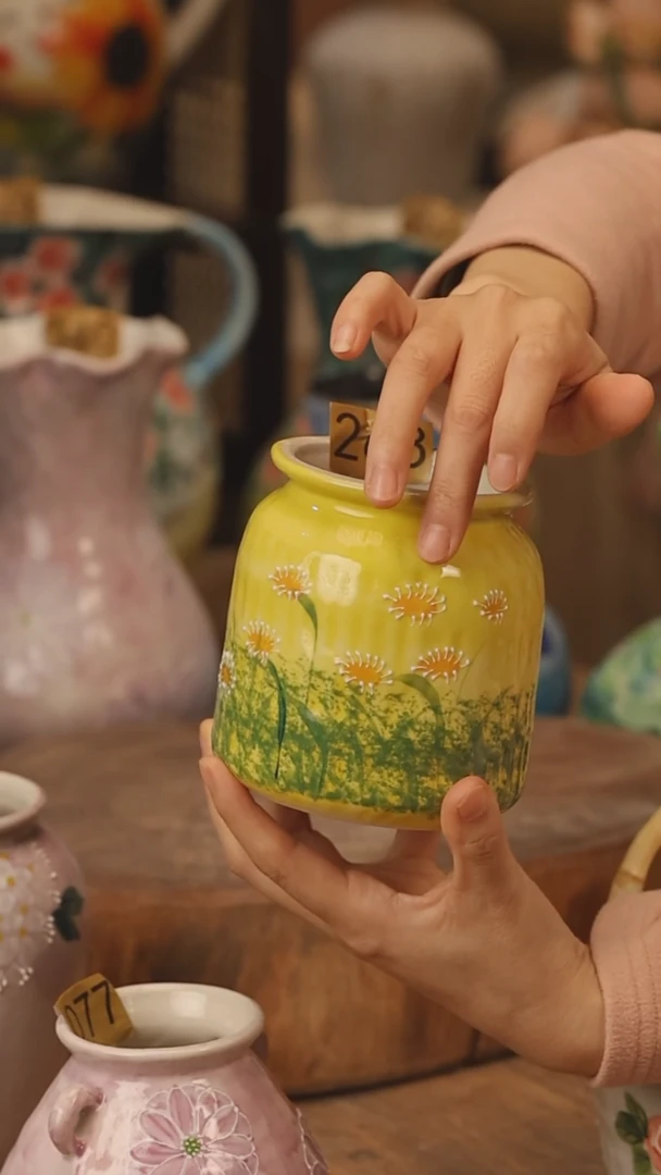 陶瓷景德镇设计师手作花器摆件侘寂风@M268@