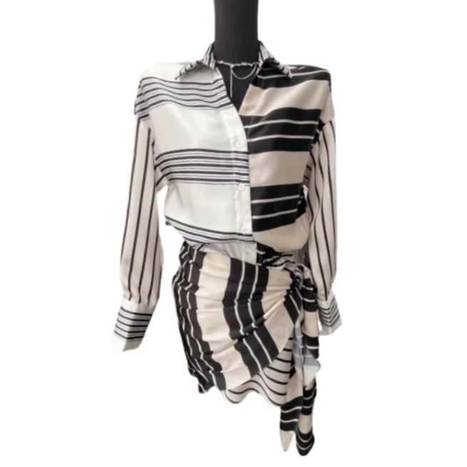 【27】SS姗姗 时尚气质设计款显瘦条纹连衣裙70561331