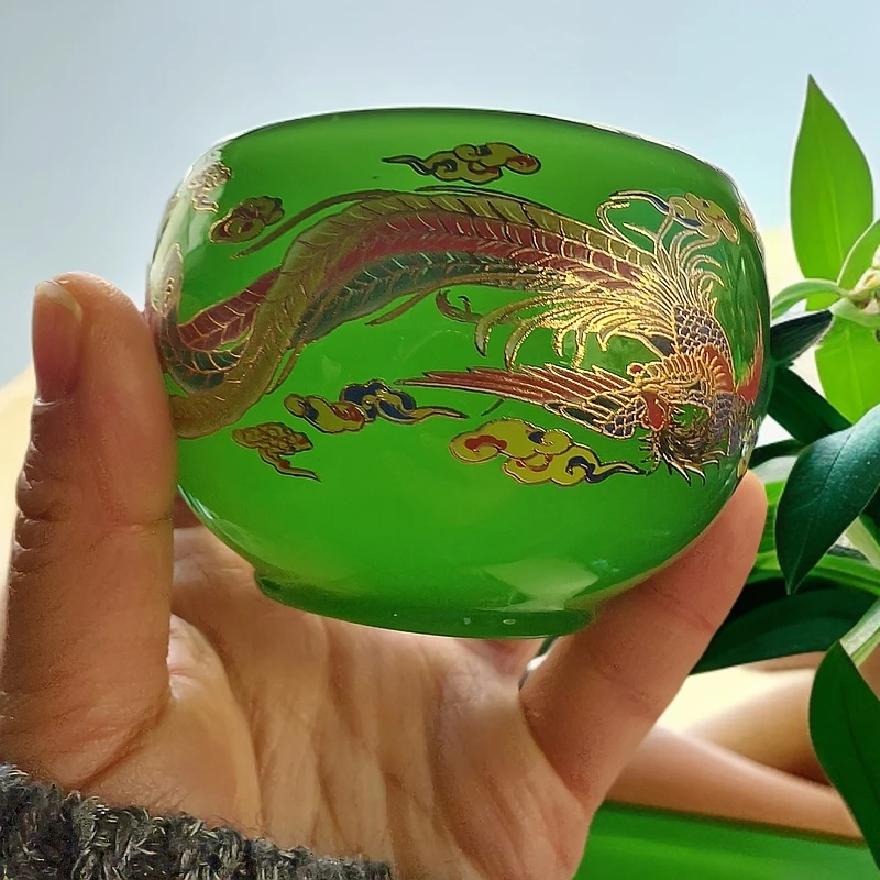 【帝王绿禅定龙凤】林鑫底喝茶喝水品茗杯琉璃杯主人杯