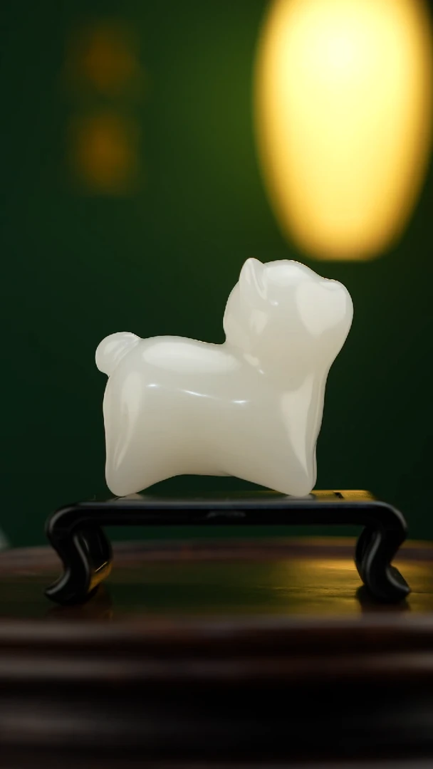 玉【旺财小狗】天然玉石摆件