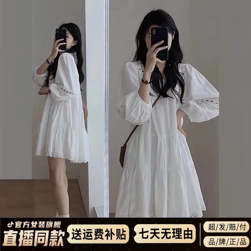 法式白色高级感衬衫连衣裙女2025新款开春小个子长袖云南旅游穿搭