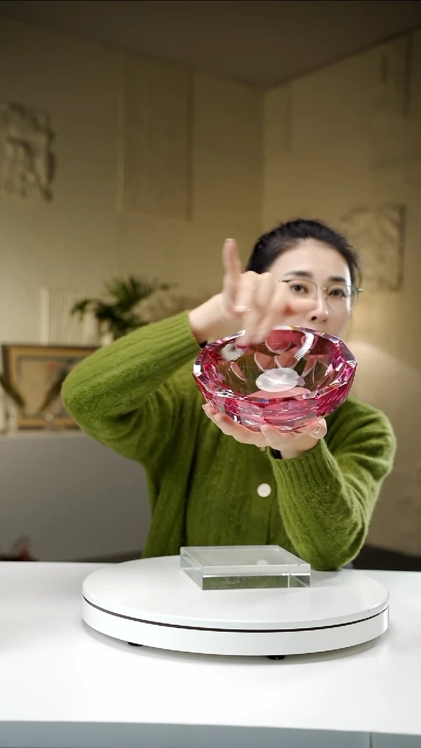 手工艺品琉璃金红色圆形果碗