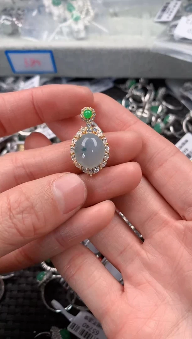 银S925镶嵌戒指翡翠6                      10