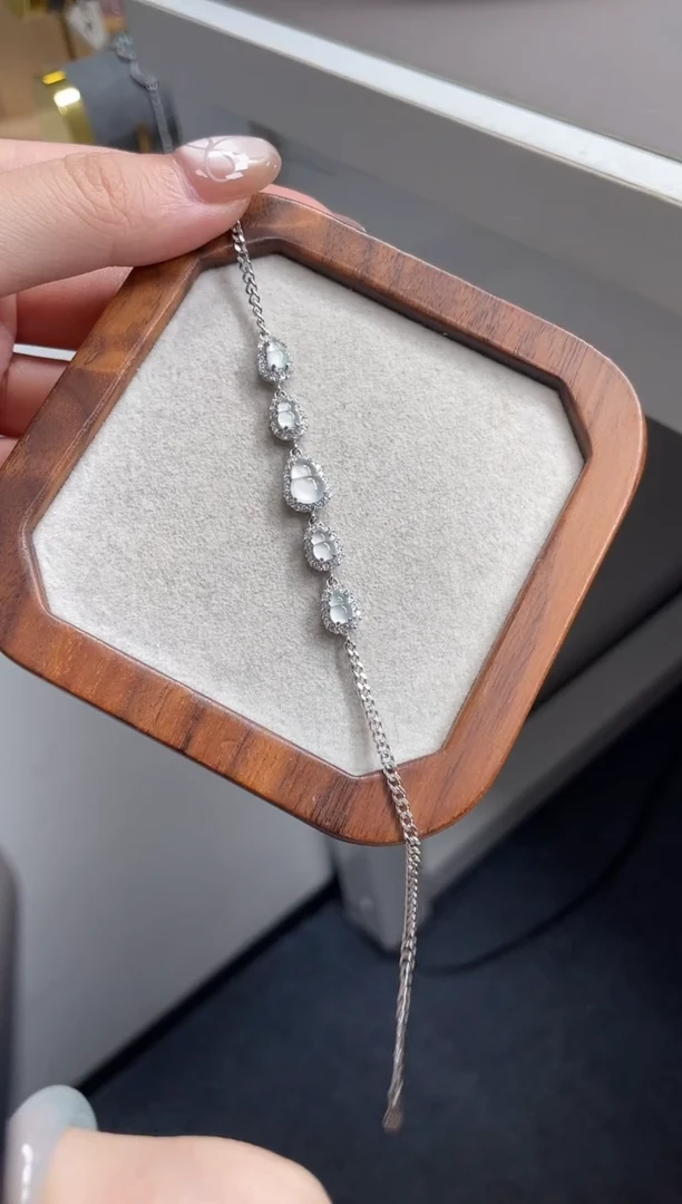 银S925镶嵌手链翡翠999999