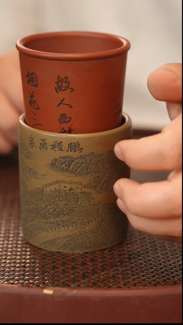 茶壶紫砂原矿手工紫砂杯子 鹏程万里和黄鹤楼杯子
