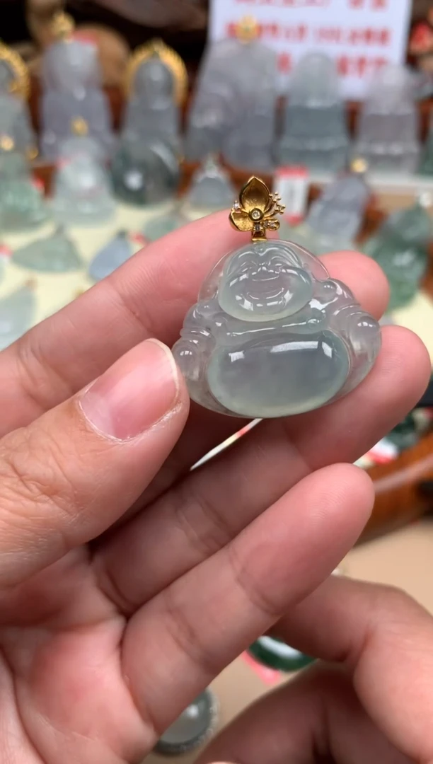 【闪购商品】翡翠颈饰18K金镶嵌佛公