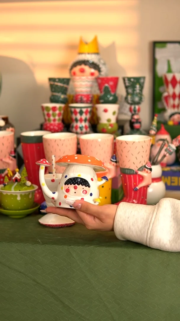 .喜上陶社多头蘑菇杯子