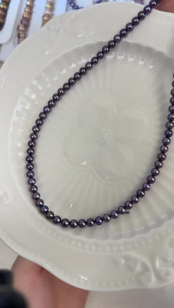颈饰银S925镶嵌淡水珍珠帝王紫
