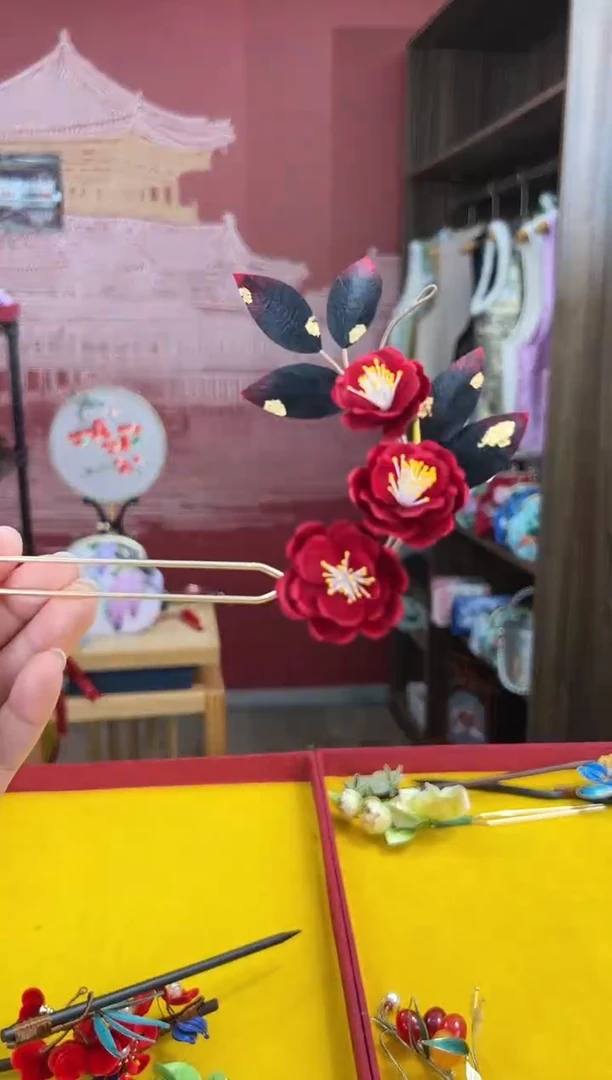 【闪购商品】刺绣非遗绒花（发饰）