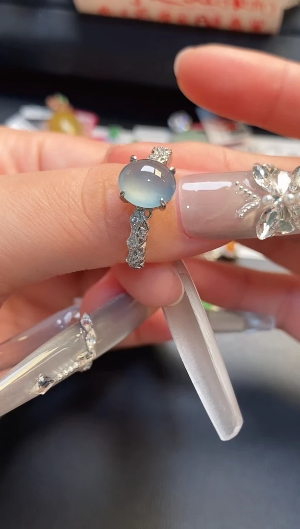 银S925镶嵌戒指翡翠天然