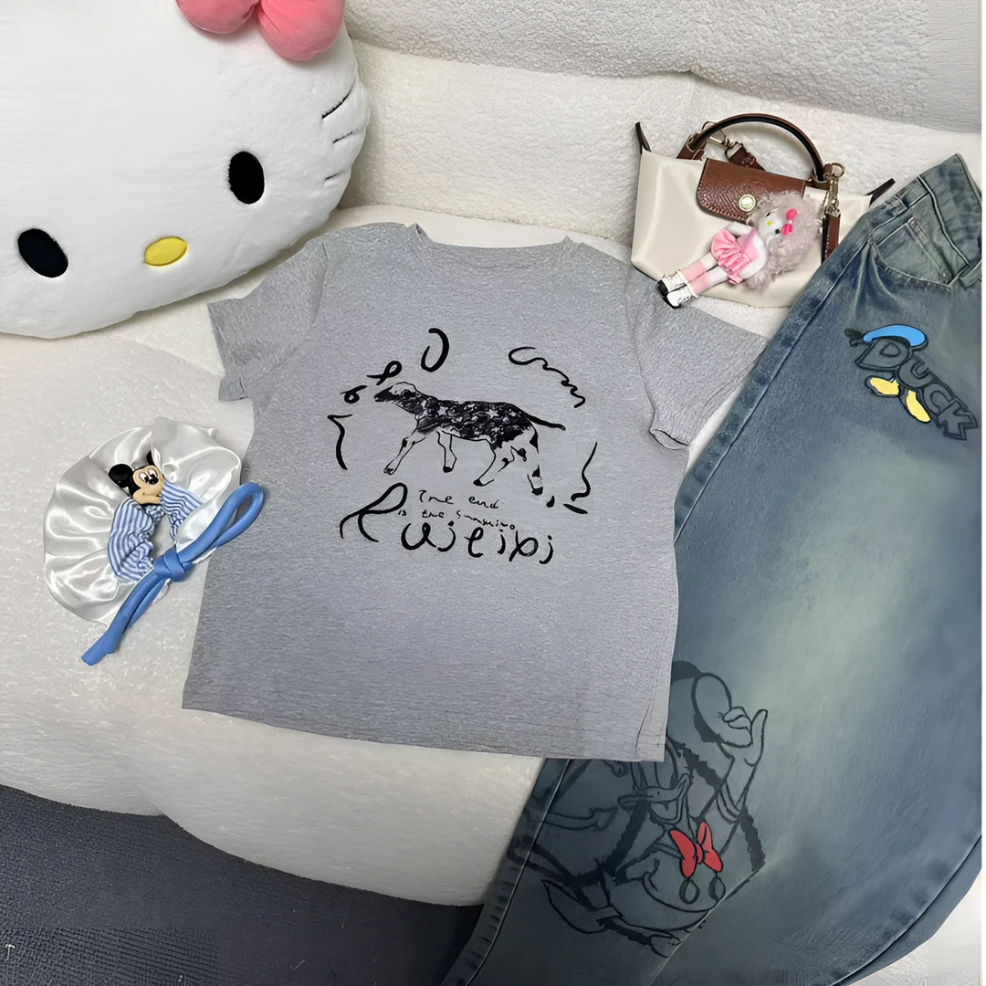 BLX--5561（深圳南油出品）新款小众设计款立体植绒印花上衣