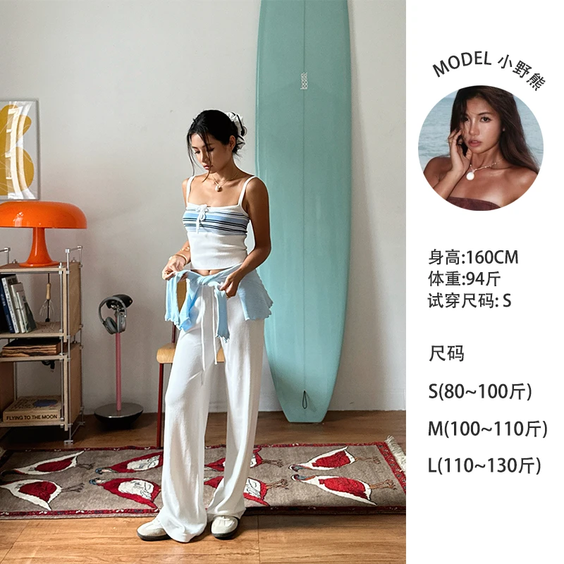 小野熊 春夏松弛条纹ins风上衣套装Z25B0358