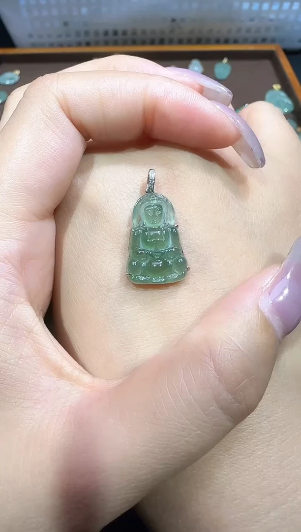 翡翠18K金镶嵌耳饰250529174