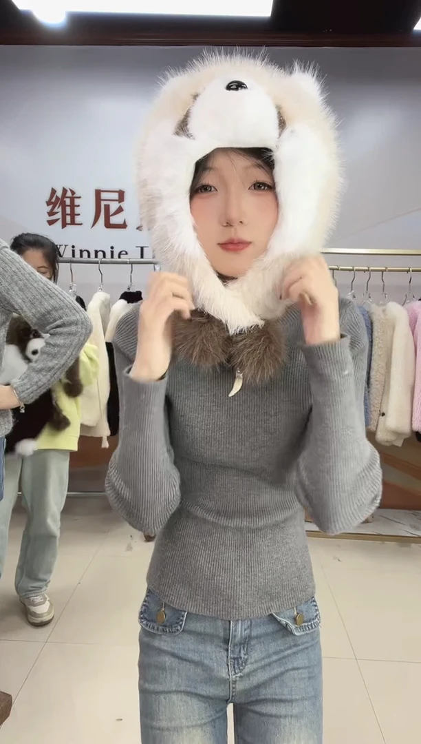 防水貂毛毛头套11