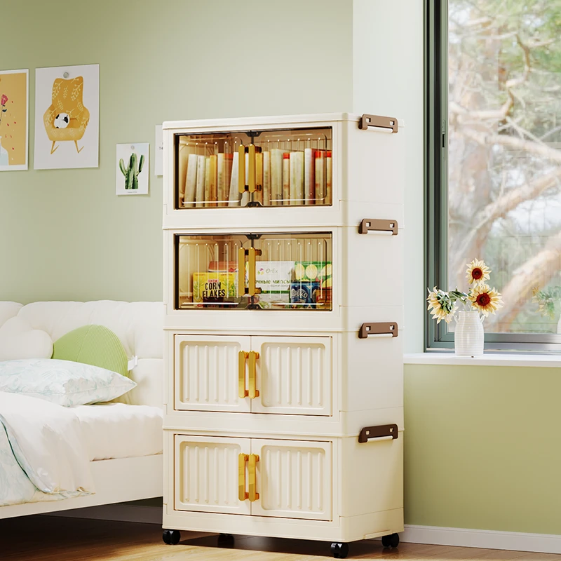 【竖纹45柜子】TZ折叠免安装可移动收纳柜客厅儿童绘本零食储物柜