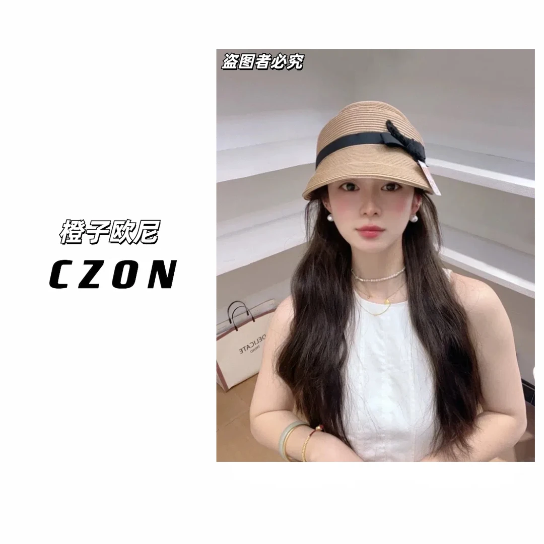 CZON·双帽顶细草植物编织蝴蝶结鸭舌帽前进帽
