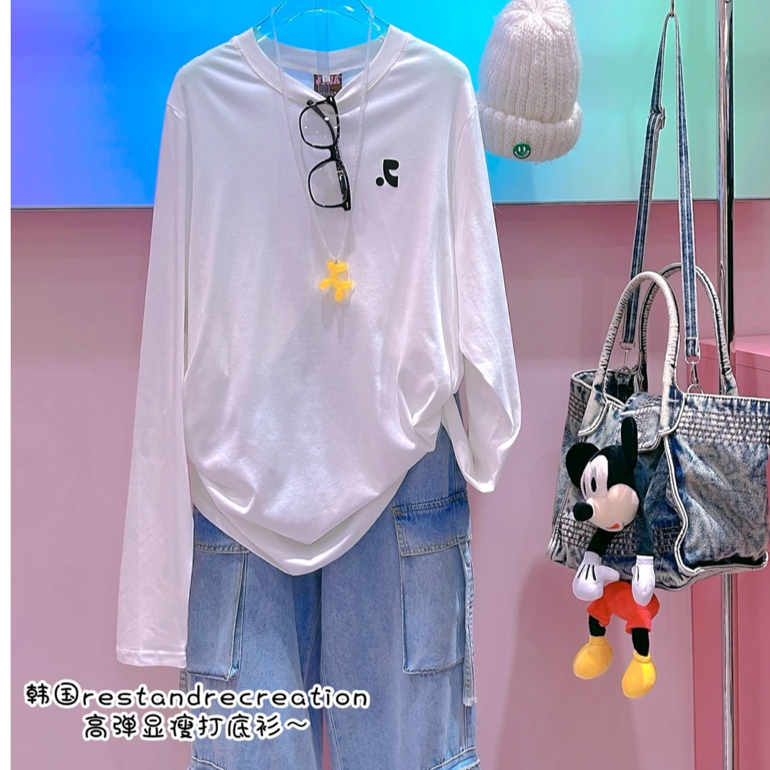 【纯熙+】29150秋冬新款R高弹显瘦打底衫女字母极简风长袖印花