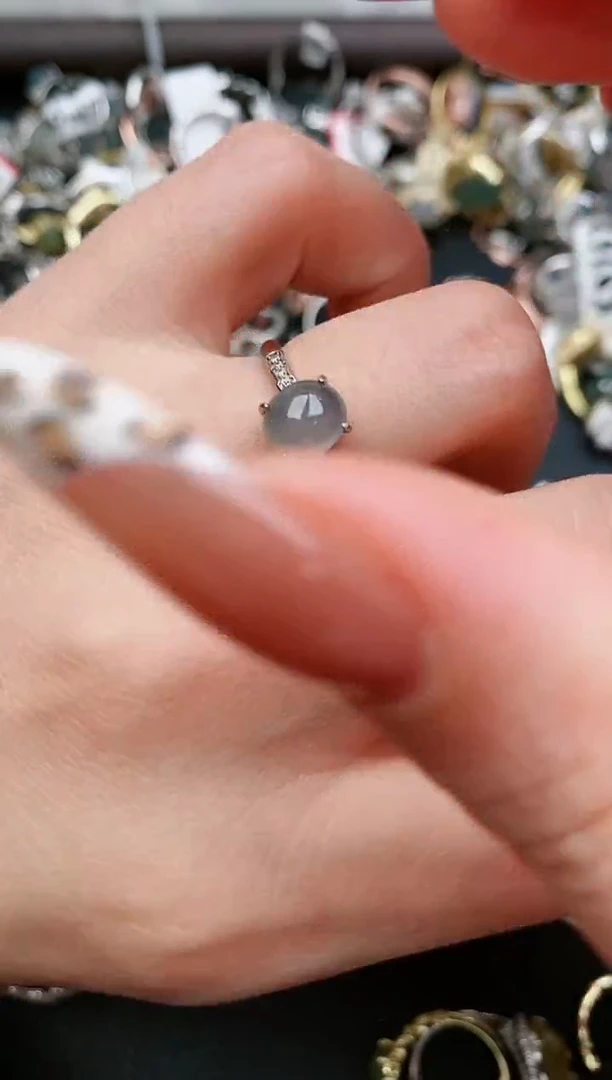 翡翠戒指银S925镶嵌...