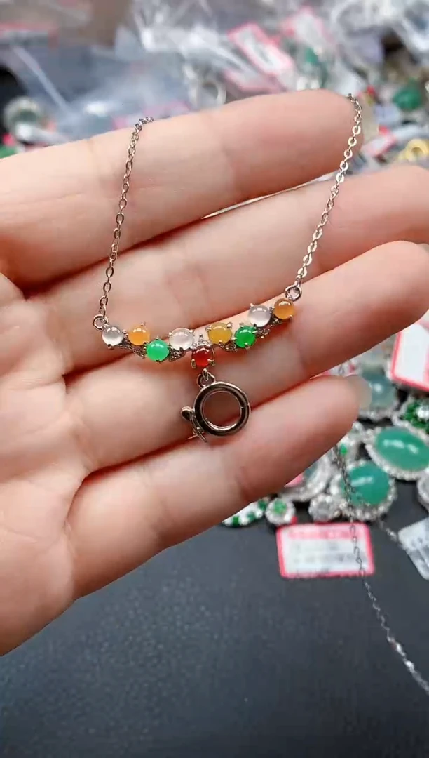 银S925镶嵌戒指翡翠天然A货缅甸翡翠