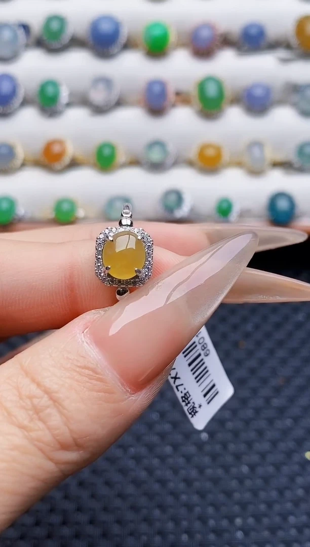 银S925镶嵌戒指翡翠5655