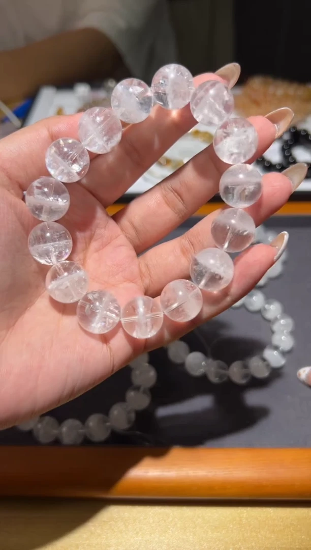 水晶手链未镶嵌收藏级白幽灵15mm手串