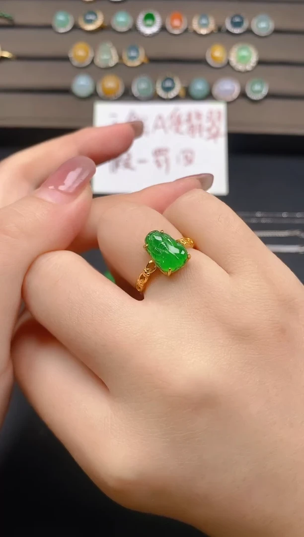 翡翠戒指银S925镶嵌11