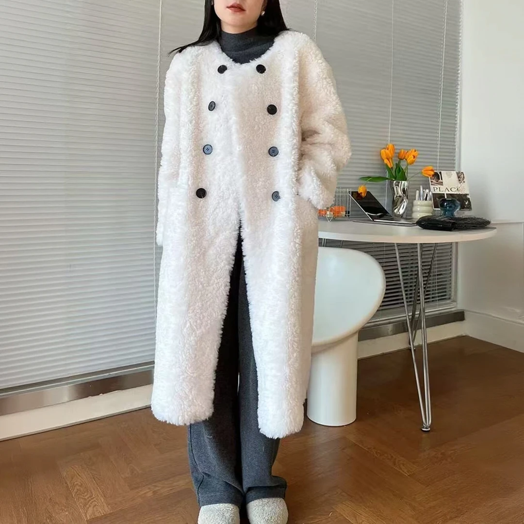 通勤圆领长款直筒老钱风毛呢外套名媛冬季设计师大衣