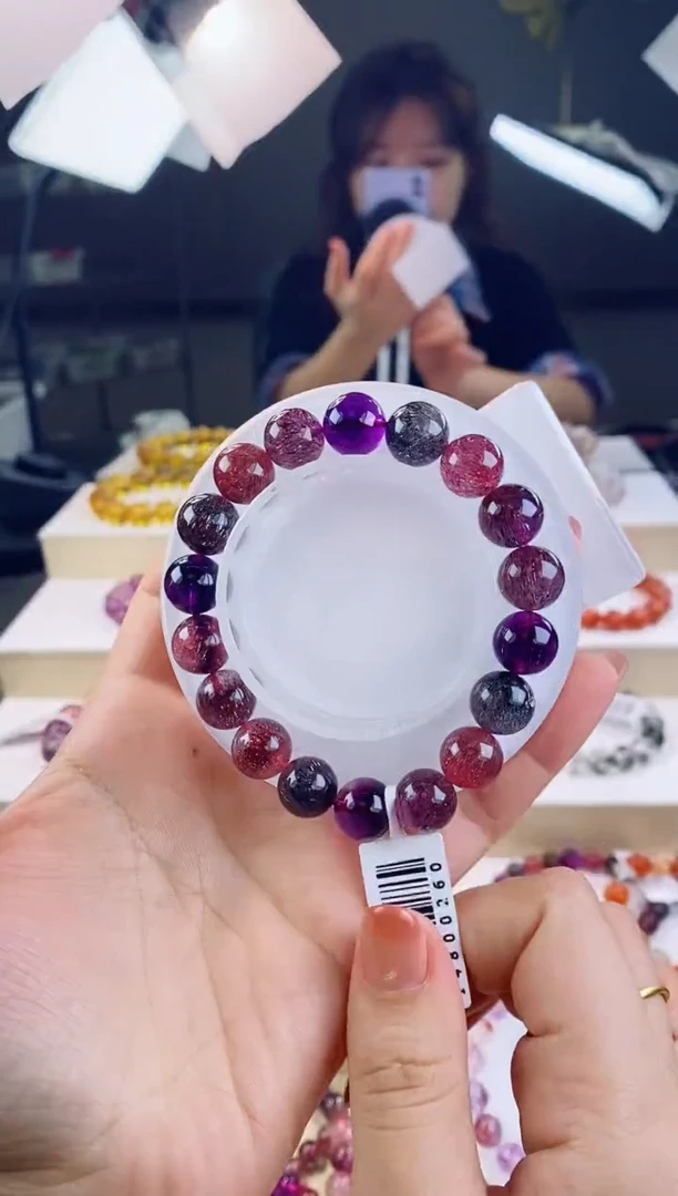 未镶嵌手链水晶黑加仑超七单圈11m+