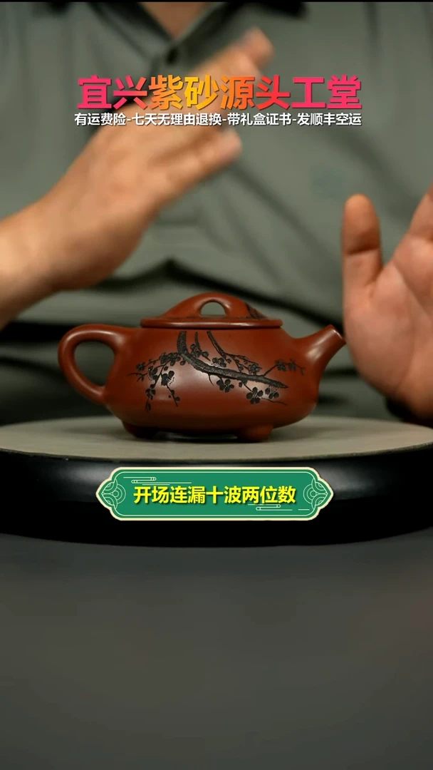 茶壶紫砂蒋静明龙血砂梅花景舟石瓢300CC