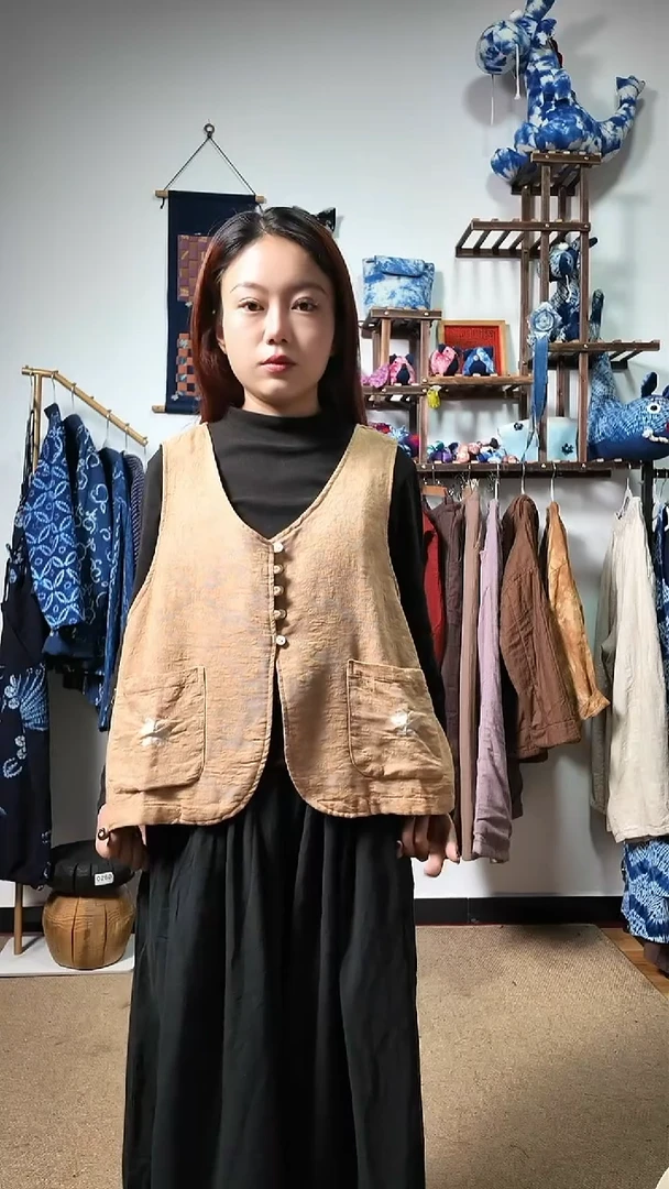 马甲植物色扎染布工艺古法版