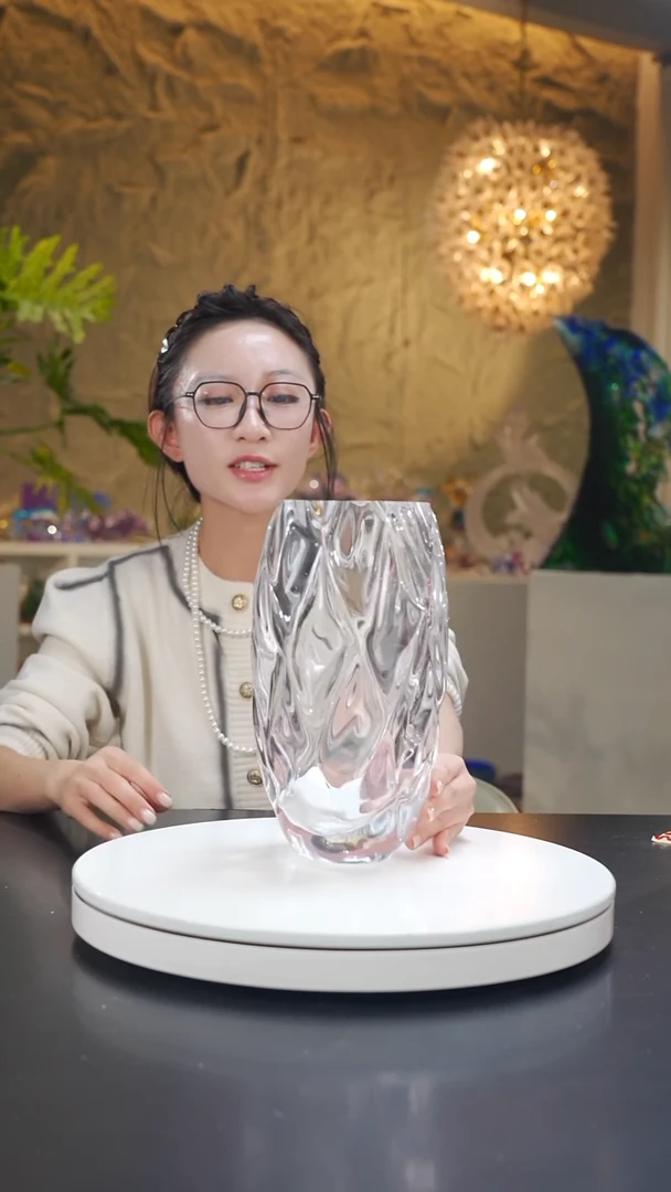 手工艺品琉璃净色菱形格设计款花器