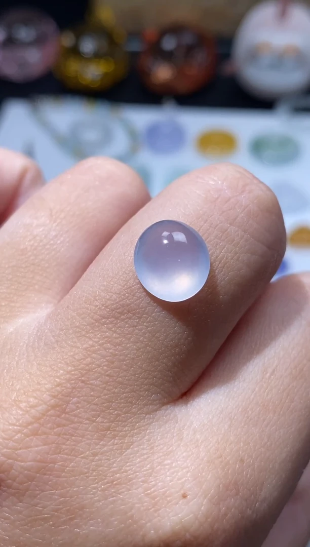 未镶嵌定制翡翠冰紫蛋面10.7*9.5*5.2
