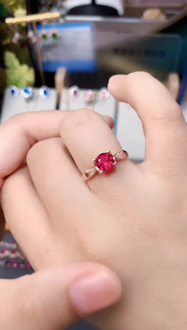 银S925镶嵌戒指石榴石天然镁铝