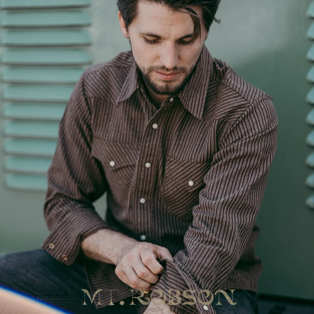 MT.Robson【复古机织10.9盎司】重磅厚实提花长袖男士美式工装衬衫