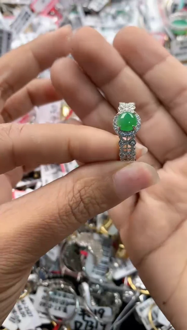 银S925镶嵌戒指翡翠888    8