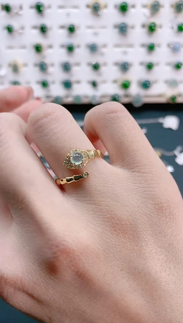 【闪购商品】翡翠戒指银S925镶嵌天然翡翠