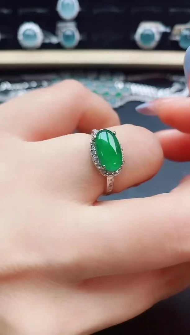 翡翠戒指银S925镶嵌1321312