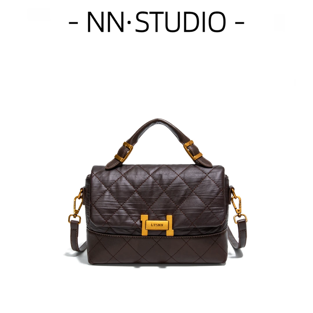 时尚轻奢菱格包2025新款高级刺绣手提包百搭经典单肩包潮流斜挎包