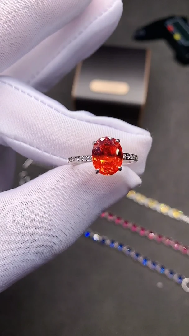 【闪购商品】彩色蓝宝石戒指银S925镶嵌.......