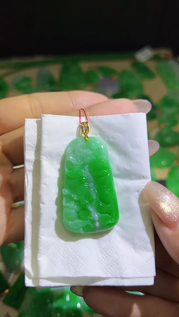 【闪购商品】翡翠颈饰18K金镶嵌Q缅料A货翡翠/支持复检/一件