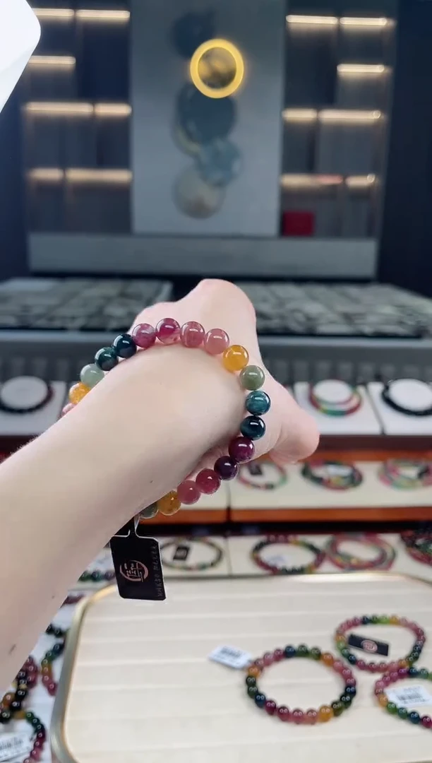 未镶嵌老矿碧玺彩虹单圈手串7mm+碧玺（多样性发一条）T