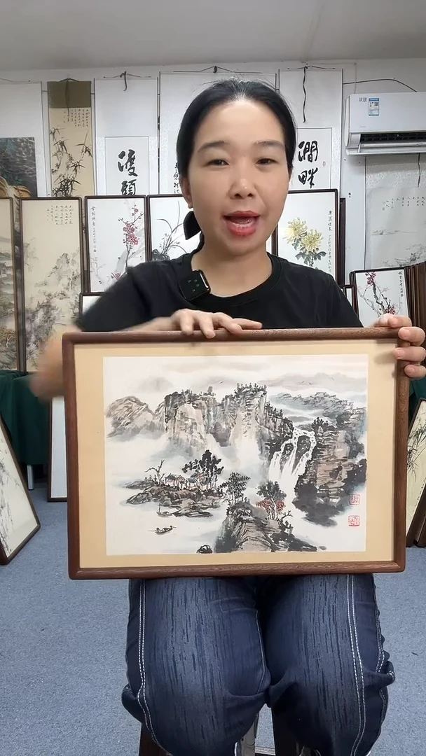 国画32*44实木画框京东包邮手绘