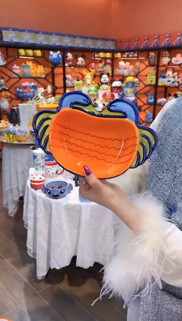 瓷片@@深蓝色蟹腿螃蟹陶瓷意面盘