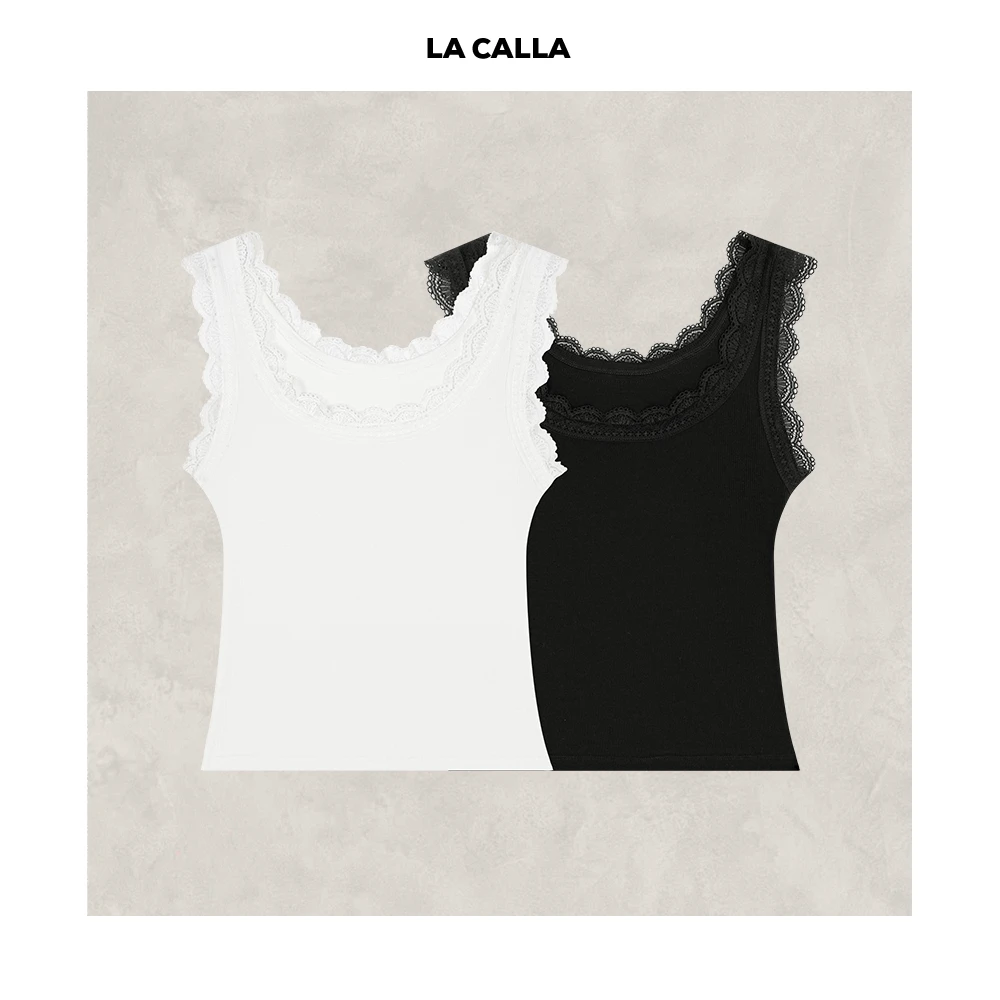 LA CALLA蕾丝背心蕾丝镂空气质弹性打底背心NF010