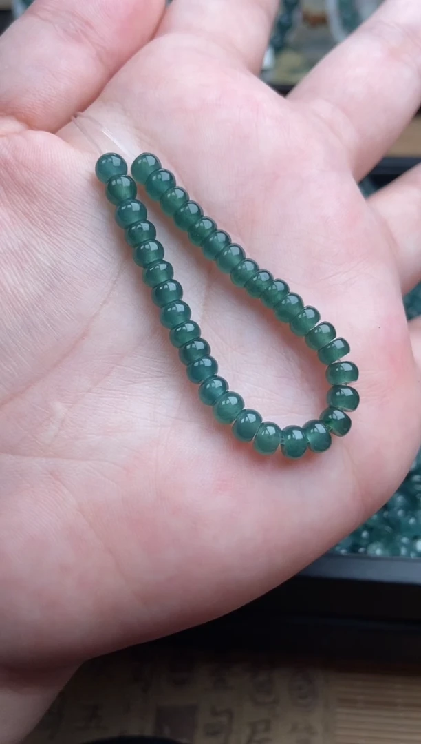 【闪购商品】翡翠手链未镶嵌算盘珠深色