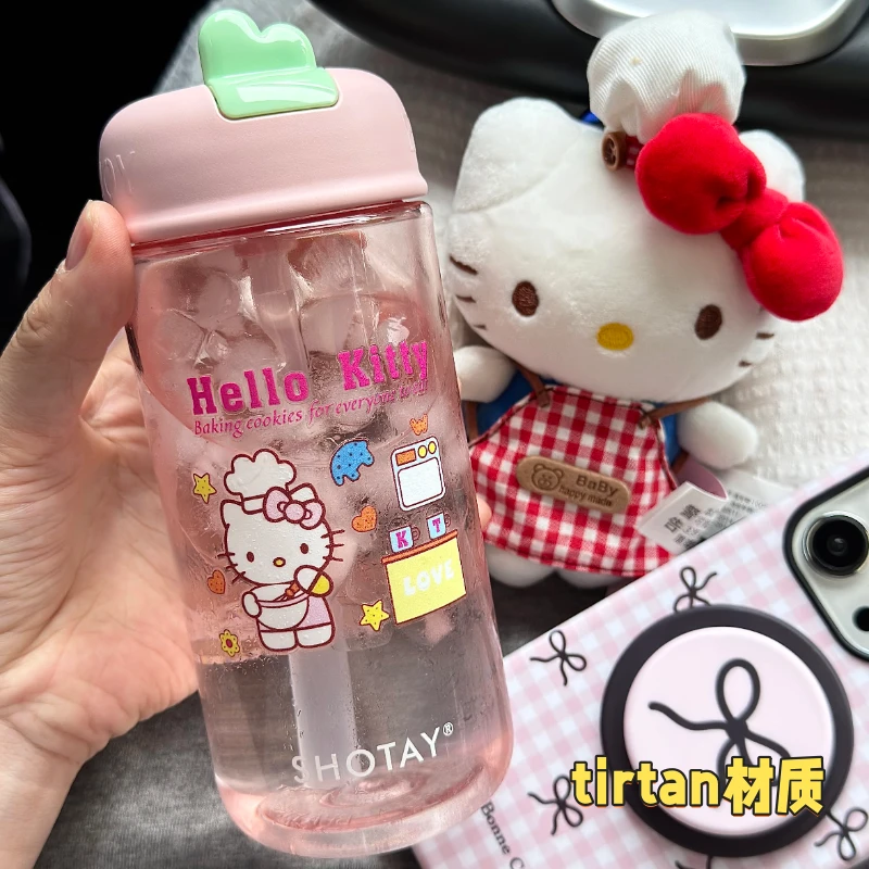 Tritan水杯可爱女生高颜值耐高温便携学生hellokitty水杯随身杯