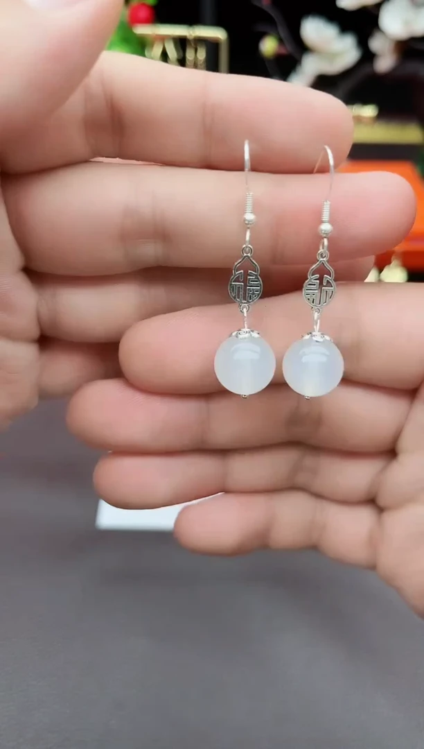 玛瑙/玉髓耳饰银S925镶嵌522000